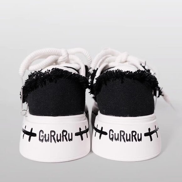 Y2K Goth Platform Sneakers Canvas Chunky Sole Retro Shoes Women Casual - Picture 5 of 7